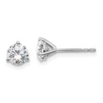 Platinum 1 carat Lab Grown Diamond VS+ F+ Round Complete Three Prong Stud Earrings