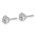 Platinum 1 carat Certified Lab Grown Diamond VS+ F+ Round Complete Three Prong Stud Earrings - Image 2