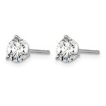 14k White Gold 1 carat Certified Lab Grown Diamond VS+ F+ Round Complete Three Prong Stud Earrings - Image 2