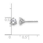 14k White Gold 1 carat Lab Grown Diamond VS+ F+ Round Complete Three Prong Stud Earrings - Image 5