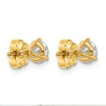 14k 1 carat Lab Grown Diamond VS/SI+ G+ Round Complete Three Prong Stud Earrings - Image 4