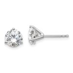 18k White Gold 1 1/2 carat Lab Grown Diamond VS+ F+ Round Complete Three Prong Stud Earrings