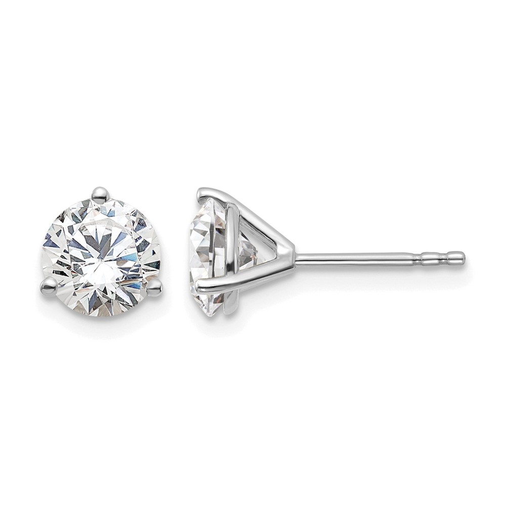 EM1007-150-WAA-7.jpg 14k White Gold 1 1/2 carat Certified Lab Grown Diamond VS/SI+ G+ Round Complete Three Prong Stud Earrings - Image 1