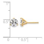 14k White Gold 1 1/2 carat Lab Grown Diamond VS+ F+ Round Complete Three Prong Stud Earrings - Image 5