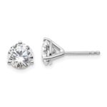 18k White Gold 2 carat Lab Grown Diamond VS+ F+ Round Complete Three Prong Stud Earrings