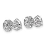 18k White Gold 2 1/2 carat Lab Grown Diamond VS+ F+ Round Complete Three Prong Stud Earrings - Image 3