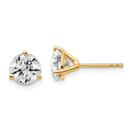 18k 2 carat Certified Lab Grown Diamond VS+ F+ Round Complete Three Prong Stud Earrings