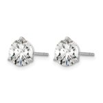 14k White Gold 2 carat Lab Grown Diamond VS+ F+ Round Complete Three Prong Stud Earrings - Image 2