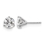 14k White Gold 3 carat Lab Grown Diamond VS/SI+ G+ Round Complete Three Prong Stud Earrings