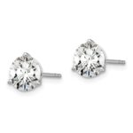 18k White Gold 4 carat Lab Grown Diamond VS+ F+ Round Complete Three Prong Stud Earrings - Image 2