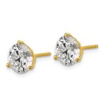 18k 4 carat Lab Grown Diamond VS+ F+ Round Complete Three Prong Stud Earrings - Image 2