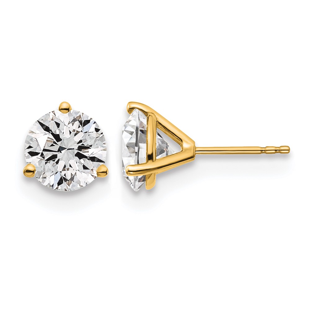 EM1007-400-YAA-1.jpg 14k 4 carat Lab Grown Diamond VS/SI+ G+ Round Complete Three Prong Stud Earrings - Image 1