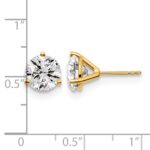 14k 4 carat Lab Grown Diamond VS+ F+ Round Complete Three Prong Stud Earrings - Image 5