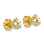 18k 5 carat Lab Grown Diamond VS+ F+ Round Complete Three Prong Stud Earrings - Image 3