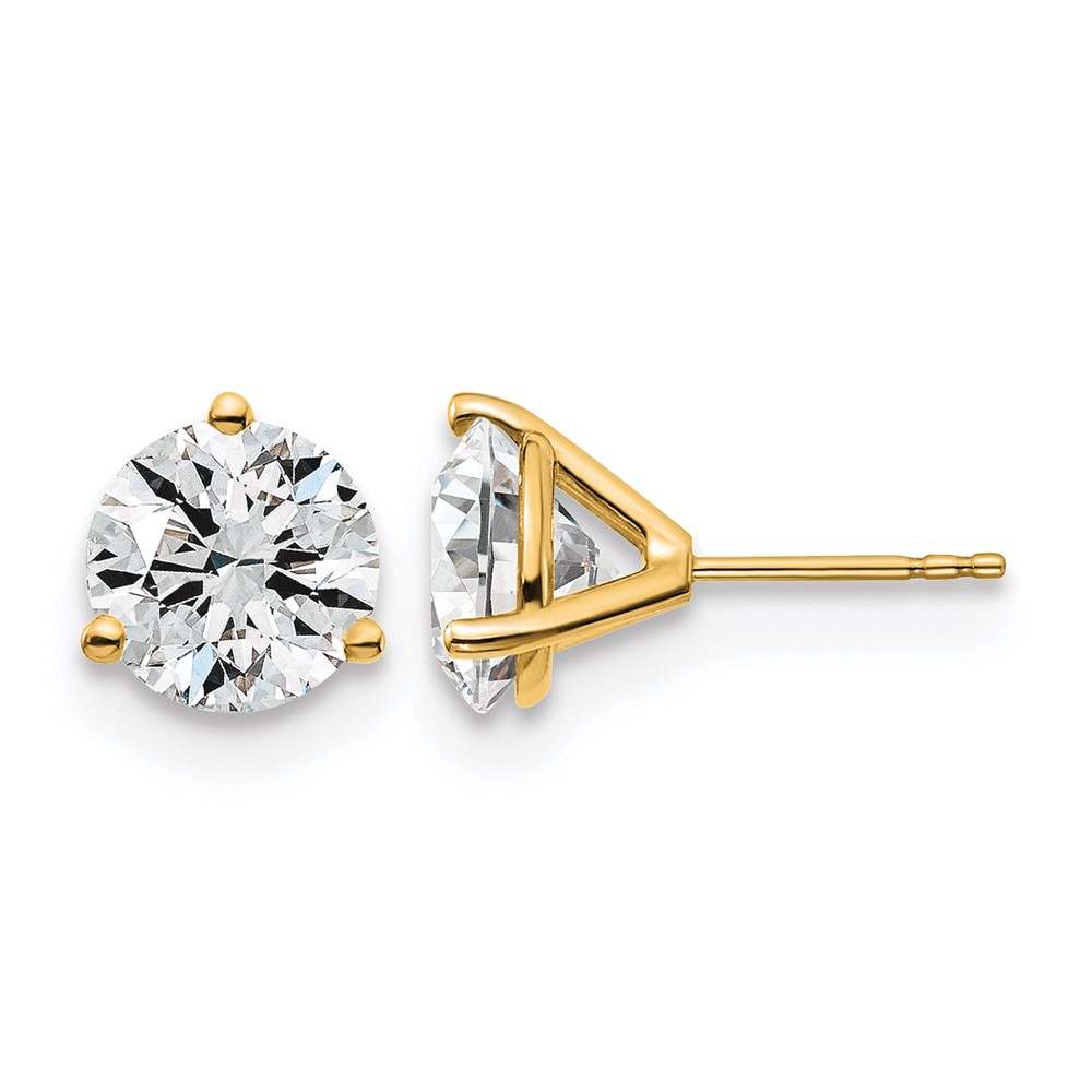 EM1007-500-YAA-1.jpg 14k 5 carat Lab Grown Diamond VS/SI+ G+ Round Complete Three Prong Stud Earrings - Image 1