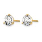 14k 5 carat Lab Grown Diamond VS/SI+ G+ Round Complete Three Prong Stud Earrings - Image 2