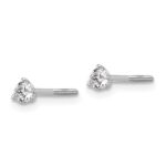 18k White Gold 1/4 carat Certified Lab Grown Diamond VS+ F+ Round Complete Three Prong Screwback Stud Earrings - Image 2