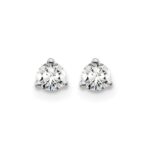 14k White Gold 1/4 carat Certified Lab Grown Diamond VS+ F+ Round Complete Three Prong Screwback Stud Earrings - Image 3
