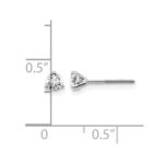 14k White Gold 1/4 carat Lab Grown Diamond VS/SI+ G+ Round Complete Three Prong Screwback Stud Earrings - Image 5