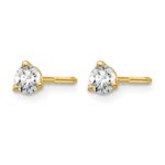 14k 1/4 carat Lab Grown Diamond VS/SI+ G+ Round Complete Three Prong Screwback Stud Earrings - Image 2