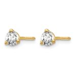 14k 1/3 carat Lab Grown Diamond VS/SI+ G+ Round Complete Three Prong Screwback Stud Earrings - Image 2