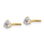 18k 1/2 carat Certified Lab Grown Diamond VS+ F+ Round Complete Three Prong Screwback Stud Earrings - Image 2