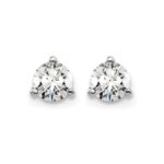14k White Gold 1/2 carat Certified Lab Grown Diamond VS/SI+ G+ Round Complete Three Prong Screwback Stud Earrings - Image 3