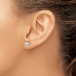 14k White Gold 5/8 carat Lab Grown Diamond VS/SI+ G+ Round Complete Three Prong Screwback Stud Earrings - Image 3