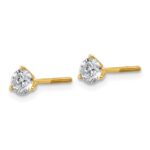 18k 3/4 carat Lab Grown Diamond VS+ F+ Round Complete Three Prong Screwback Stud Earrings - Image 2
