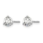 14k White Gold 3/4 carat Certified Lab Grown Diamond VS+ F+ Round Complete Three Prong Screwback Stud Earrings - Image 2
