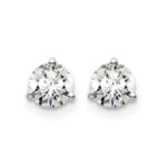 14k White Gold 3/4 carat Lab Grown Diamond VS+ F+ Round Complete Three Prong Screwback Stud Earrings - Image 3