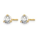 14k 3/4 carat Lab Grown Diamond VS/SI+ G+ Round Complete Three Prong Screwback Stud Earrings - Image 2