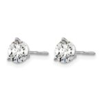 14k White Gold 1 carat Lab Grown Diamond VS+ F+ Round Complete Three Prong Screwback Stud Earrings - Image 2