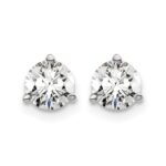 14k White Gold 1 carat Lab Grown Diamond VS+ F+ Round Complete Three Prong Screwback Stud Earrings - Image 3