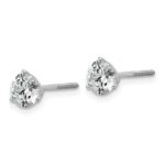 Platinum 1 1/2 carat Certified Lab Grown Diamond VS+ F+ Round Complete Three Prong Screwback Stud Earrings - Image 2