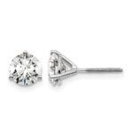 14k White Gold 1 1/2 carat Lab Grown Diamond VS+ F+ Round Complete Three Prong Screwback Stud Earrings