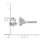 14k White Gold 1 1/2 carat Lab Grown Diamond VS/SI+ G+ Round Complete Three Prong Screwback Stud Earrings - Image 5