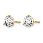14k 1 1/2 carat Lab Grown Diamond VS/SI+ G+ Round Complete Three Prong Screwback Stud Earrings - Image 2