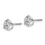 18k White Gold 2 carat Certified Lab Grown Diamond VS+ F+ Round Complete Three Prong Screwback Stud Earrings - Image 2