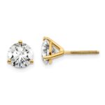 18k 5 carat Lab Grown Diamond VS+ F+ Round Complete Three Prong Screwback Stud Earrings