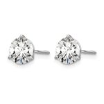 14k White Gold 2 1/2 carat Lab Grown Diamond VS+ F+ Round Complete Three Prong Screwback Stud Earrings - Image 2