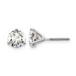 14k White Gold 2 carat Certified Lab Grown Diamond VS/SI+ G+ Round Complete Three Prong Screwback Stud Earrings