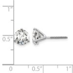 14k White Gold 3 carat Lab Grown Diamond VS+ F+ Round Complete Three Prong Screwback Stud Earrings - Image 4