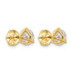 14k 4 carat Lab Grown Diamond VS+ F+ Round Complete Three Prong Screwback Stud Earrings - Image 3