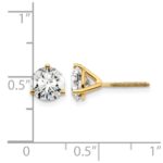 14k 3 carat Lab Grown Diamond VS/SI+ G+ Round Complete Three Prong Screwback Stud Earrings - Image 4