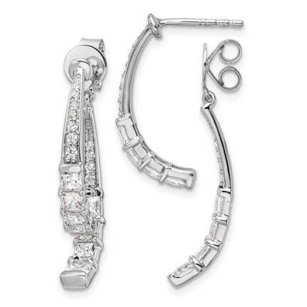 14k White Gold 2 5/8 carat Lab Grown Diamond VS/SI+ G+ Front and Back Dangle Post Earrings