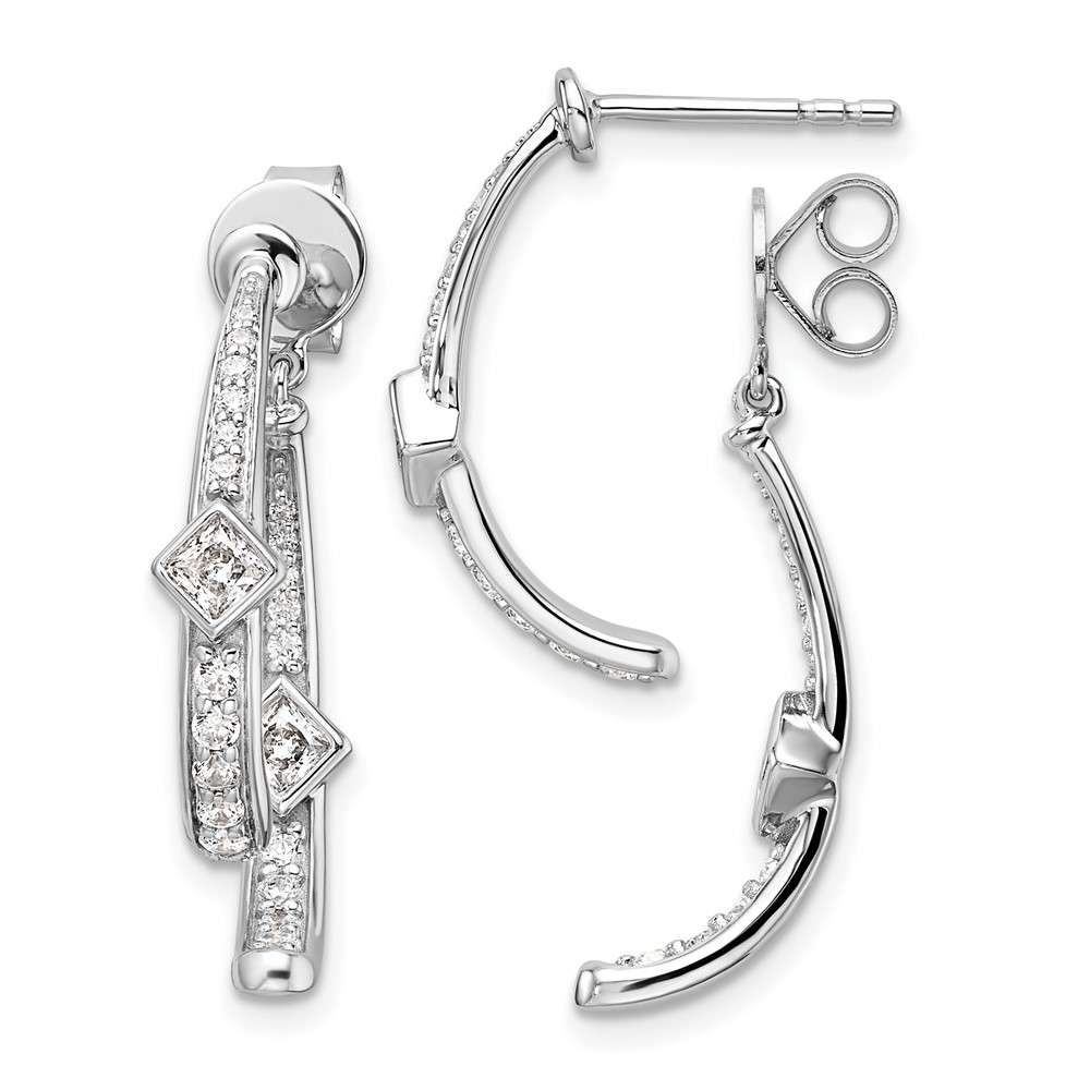 EM10169-084-WAA.jpg 14k White Gold 7/8 carat Lab Grown Diamond VS/SI+ G+ Front and Back Dangle Post Earrings - Image 1