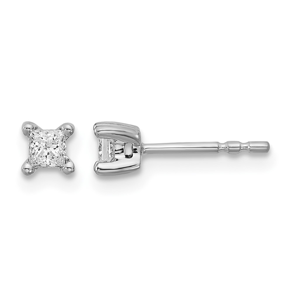 EM1018-025-WAA.jpg 14k White Gold 1/4 carat Lab Grown Diamond VS+ F+ Princess Complete Four Prong Stud Earrings - Image 1