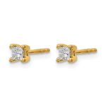 14k 1/4 carat Lab Grown Diamond VS+ F+ Princess Complete Four Prong Stud Earrings - Image 2