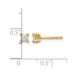 14k 1/4 carat Lab Grown Diamond VS/SI+ G+ Princess Complete Four Prong Stud Earrings - Image 4